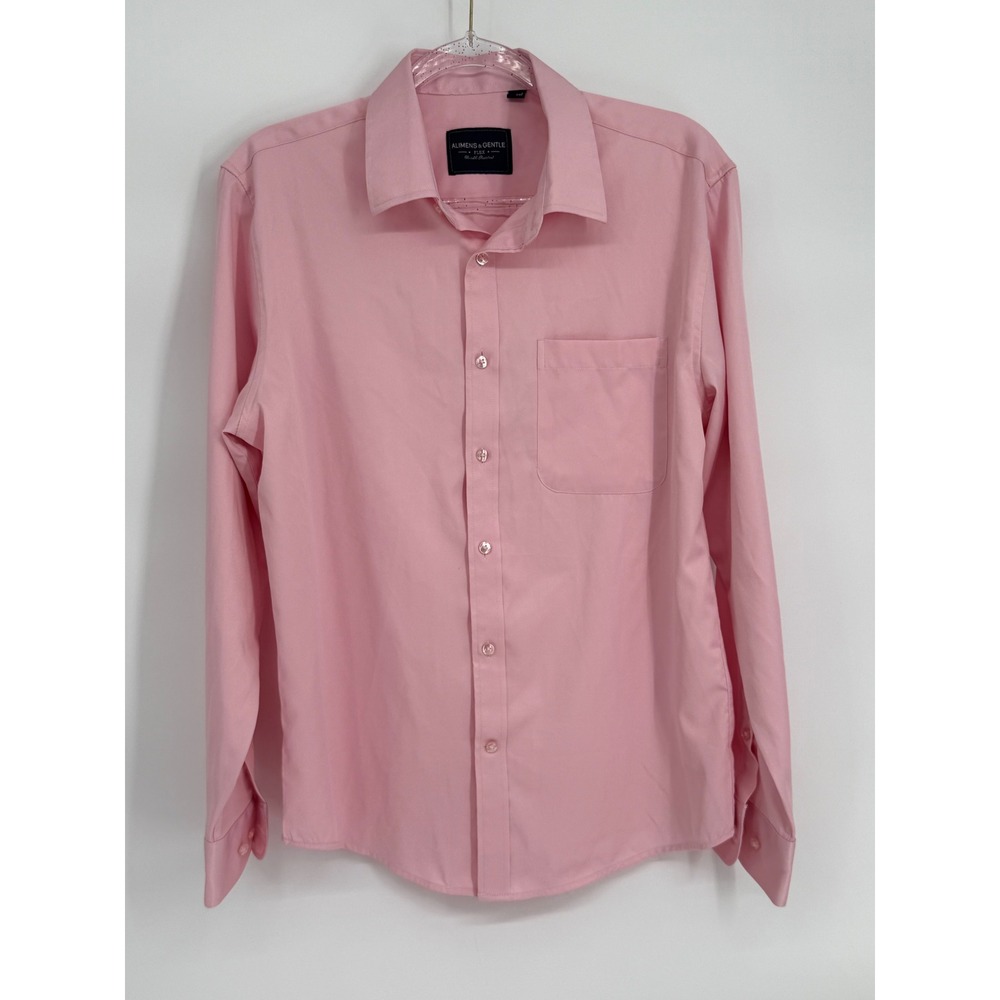 Alimens & Gentle Mens Flex Dress Shirt Pink Long Sleeve Wrinkle Resistant Sz S